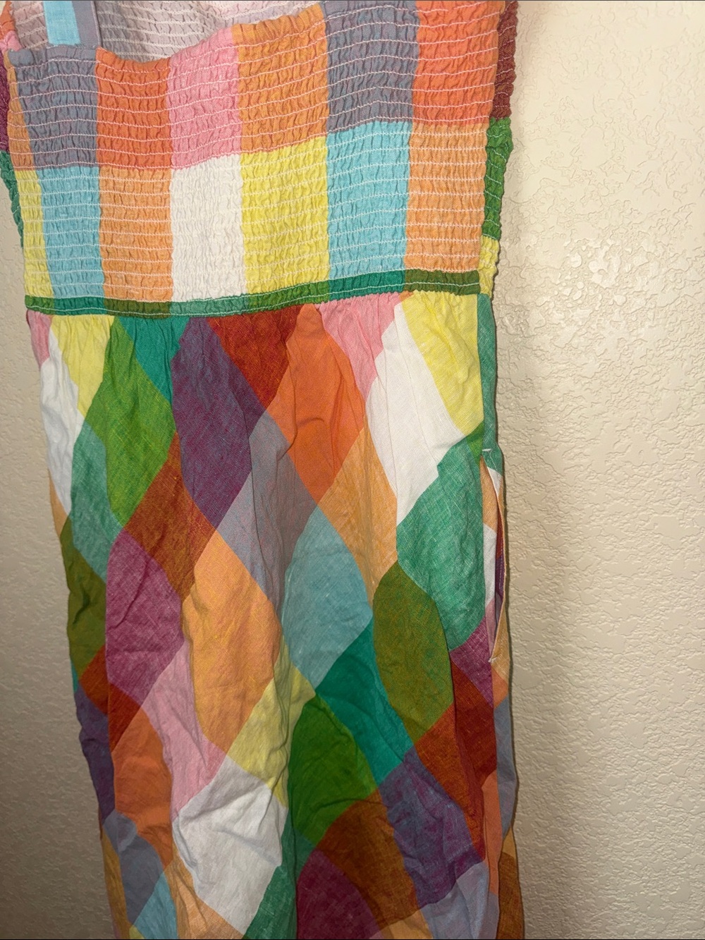 Crown & Ivy Bird Paradise Dress Large NWT Multicolor Smocked Tie Strap Midi - Picture 4 of 7